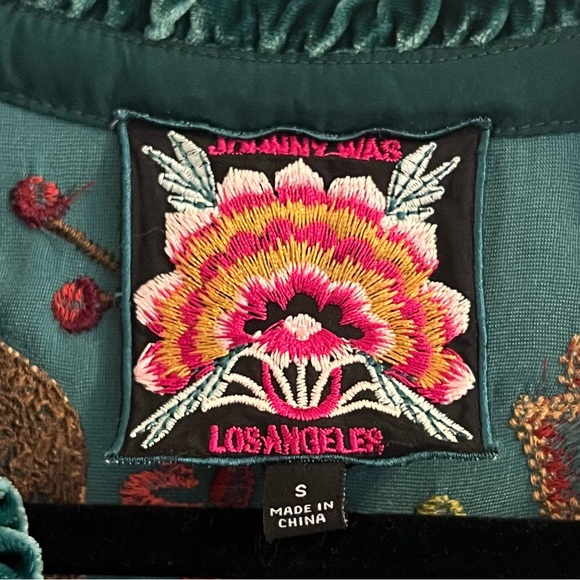 Johnny Was Teal Floral Embroidered Blouse - Picture 8 of 8